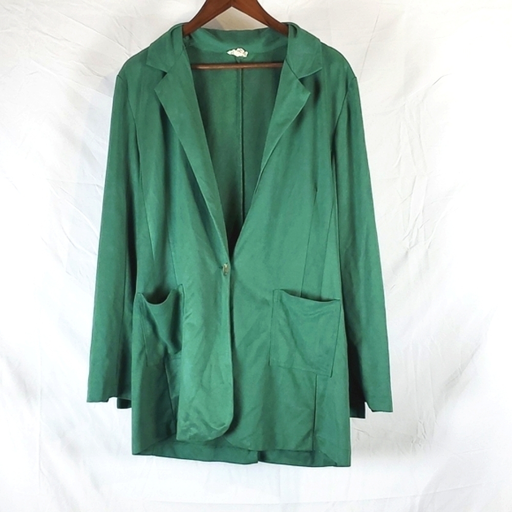 POL Green Faux Suede‎ Blazer Jacket
